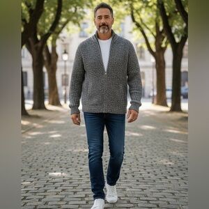 Men’s Bonobos full zip alpaca blend full zip Ivy League Sweater in size Large